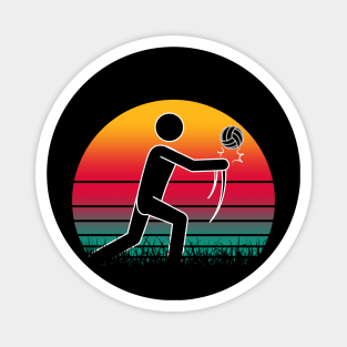 Travel back in time with beach volleyball - Retro Sunsets shirt featuring a player! Magnet